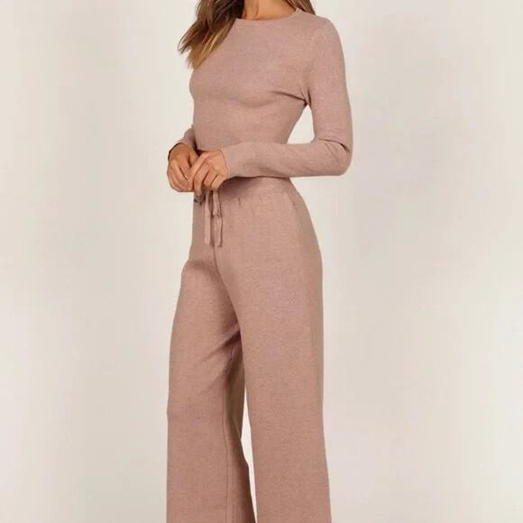 REVOLVE Dresses & Skirts - Revolve Petal & Pup Ayers wide leg knitted Y2K Set Light Pink M/L A003953